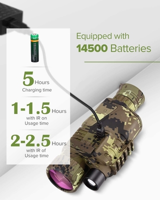 5x8 Night Vision Optics Handheld Monocular Telescope Rechargeable